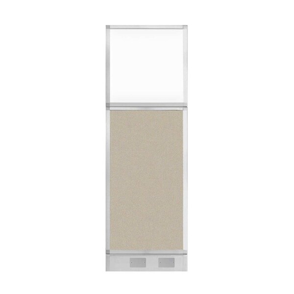 Hush Panel Configurable Cubicle Partition 2' x 6' Sand Fabric Clear Window w/ Cable Channel